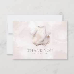 Beige Girl Baby Shower Thank You Card