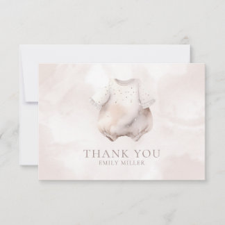 Beige Girl Baby Shower Thank You Card