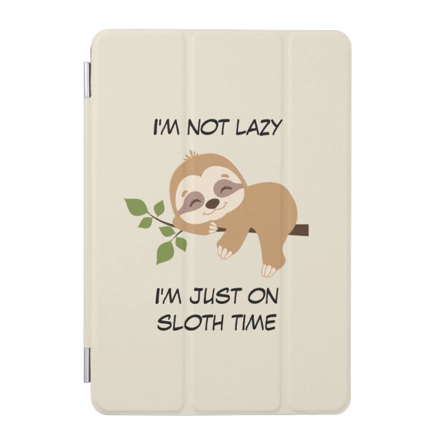 Beige Girly Funny Quote Cute Sloth Time iPad Mini Cover (Front)