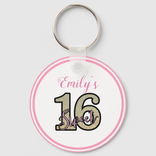 Beige Glitter Numbers Keychain