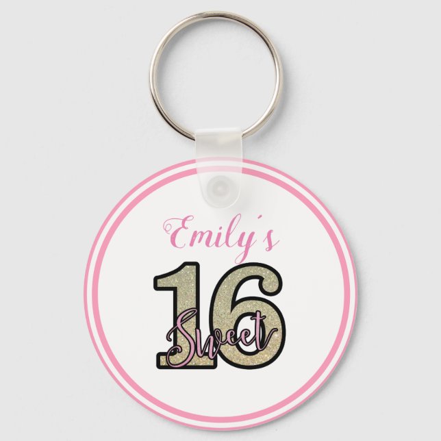 Beige Glitter Numbers Keychain (Front)