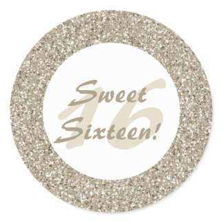 Beige Glitter Pattern Look-like Sweet Sixteen Classic Round Sticker