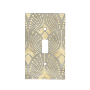 Beige,gold,Art Deco pattern,vintage,retro ,Metalli Light Switch Cover