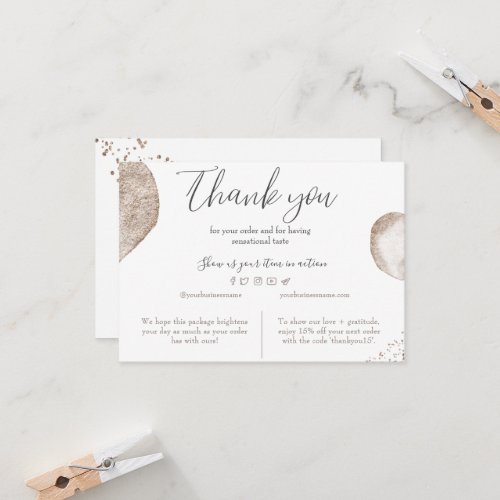 Beige  Gold Business Thank You Card