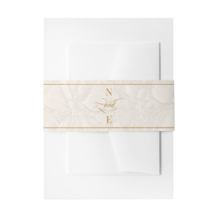 Beige & Gold Calligraphy Wedding Invitation Belly Band