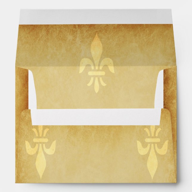 Beige gold de luxe French style fleur de lis Envelope (Back (Bottom))