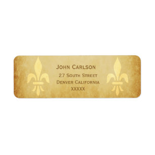 Beige gold de luxe French style fleur de lis Label