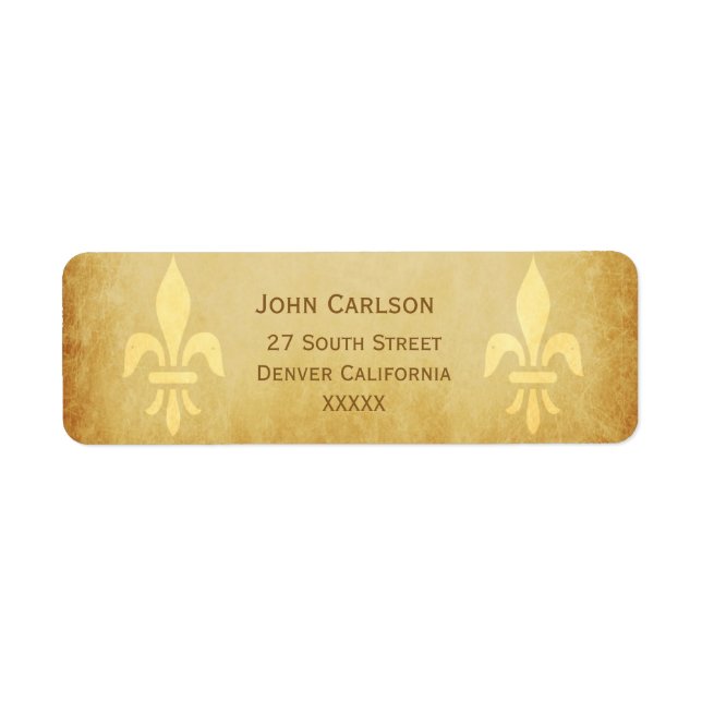 Beige gold de luxe French style fleur de lis Label (Front)