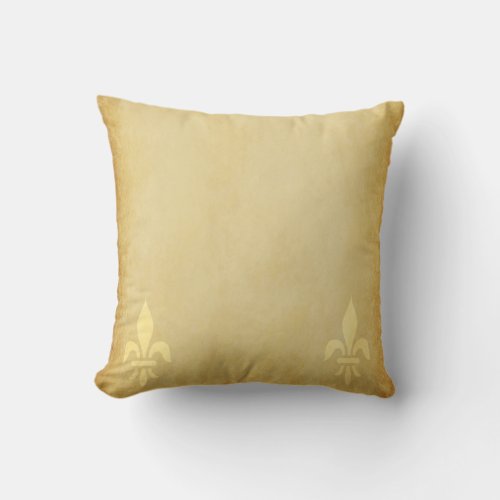 Beige gold de luxe French style fleur de lis Throw Pillow