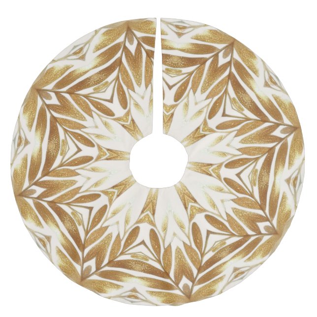 Beige Gold Decorative Christmas Tree Skirt (Front)
