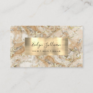 Beige Gold Fluid Marble Business Card