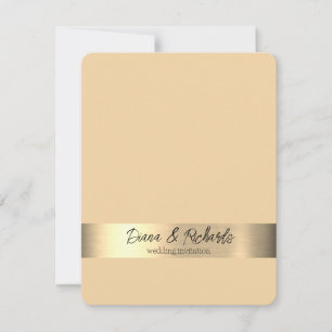 Beige Gold Foil Rustic Faux Wedding Invitation