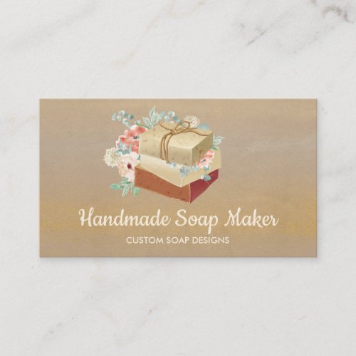 Beige Gold Handmade Bath Bomb Soap Maker Business Card