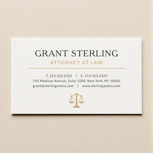 Customizable Beige Gold Lawyer Attorney at Law Luxury Business Card