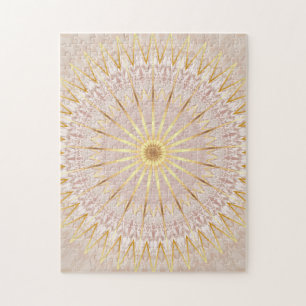 Beige Gold Mandala Jigsaw Puzzle
