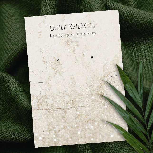 Beige Gold Marble Glitter Necklace Earring Display Business Card (Creator Uploaded)