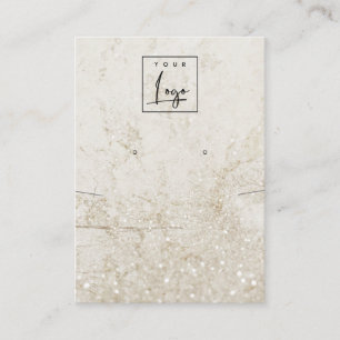 Beige Gold Marble Necklace Earring Logo Display Business Card