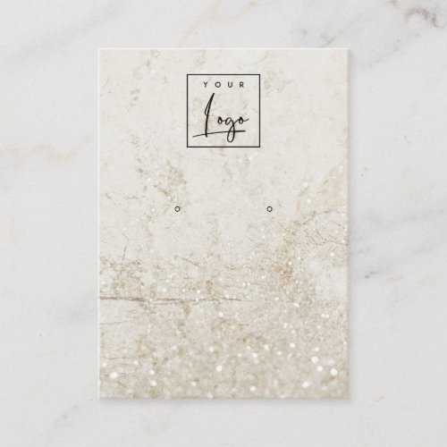 Beige Gold Marble Stud Earring Logo Display Business Card