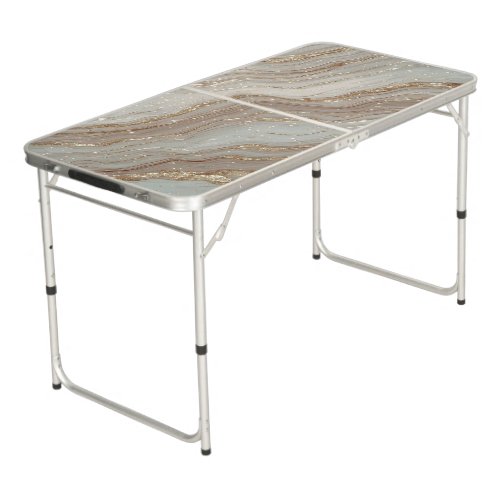 懶 Beige Gold Marble Texture With Veins ✨ Beer Pong Table