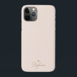 Beige Gold Minimal Heart Personalized Gift Name iPhone 11 Pro Case<br><div class="desc">This custom boho phone case design features a cute heart and name text with neutral colors. Make one of a kind phone case with your initial / name. It is a cool, unique personalized gift for someone special or for yourself. If you want to change the fonts or position, click...</div>