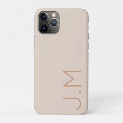 Beige Gold Minimal Personalized Initial Monogram iPhone 11 Pro Case