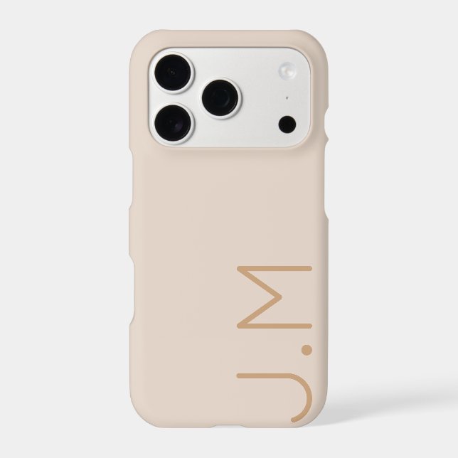 Beige Gold Minimal Personalized Initial Monogram Iphone Case (Back)