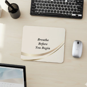 Beige Gold Minimalist Quote Mouse Pad