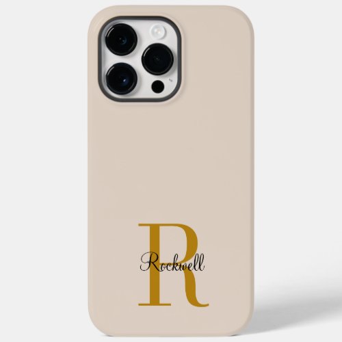 Beige Gold Monogram Name Initial  Case_Mate iPhone 14 Pro Max Case