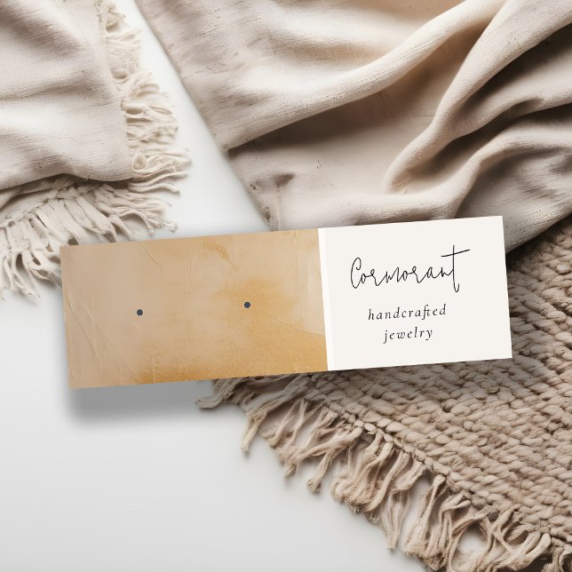 Beige Gold Oil Paint Texture Earring Stud Holder Mini Business Card (Creator Uploaded)