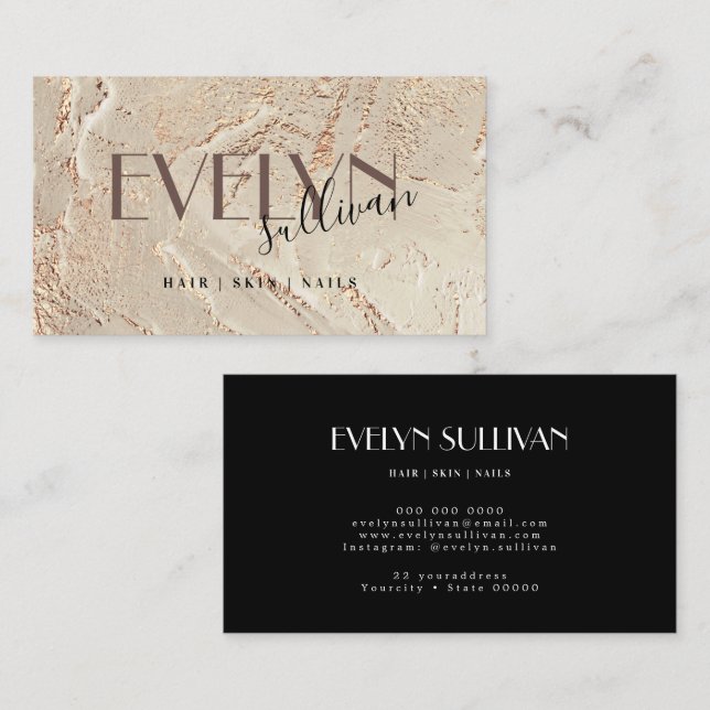 Beige gold paint elegant business card (Front/Back)