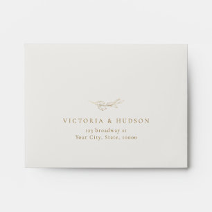Beige gold simple botanical wedding RSVP Envelope