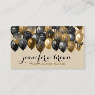 Beige & Gold Sprinkle Party Balloon Design Business Card
