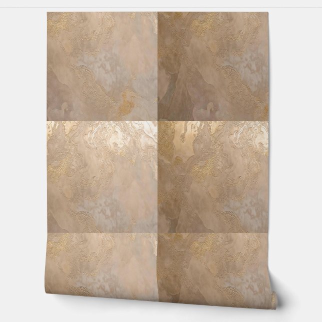Beige Gold Stucco Texture Tiles Wallpaper (Unrolling)