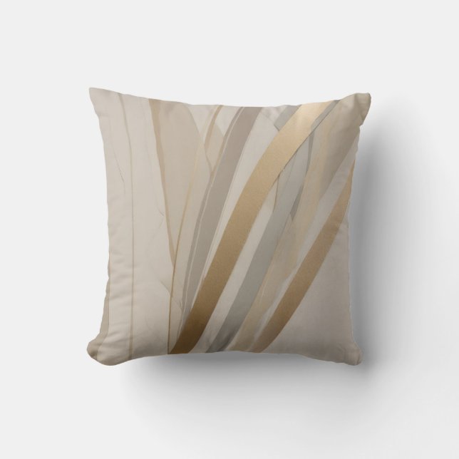 Beige Gold Tan Gray Abstract Throw Pillow (Front)
