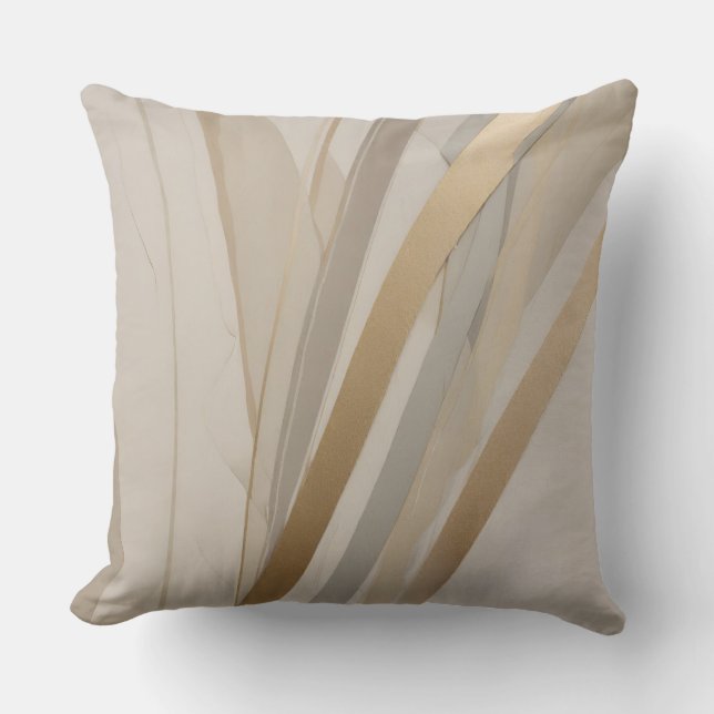 Beige Gold Tan Gray Abstract Throw Pillow (Front)