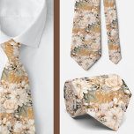 Beige Gold Tan Ivory White Watercolor Floral Neck Tie<br><div class="desc">A gold, beige, and white ivory floral necktie combines warm, elegant tones with intricate floral flower patterns, creating a sophisticated and refined accessory. The gold color adds a touch of luxury, while the beige provides a neutral balance, and the white ivory offers a soft, creamy contrast. The floral design is...</div>