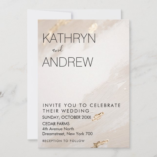 Beige Gold Vintage Wedding Invitation (Front)