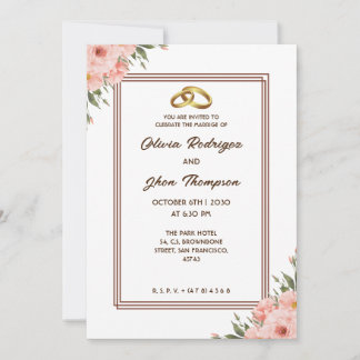 Beige gorgeous aesthetic floral modern wedding invitation