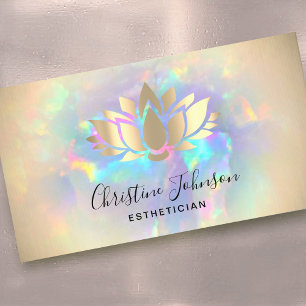 beige gradient lotus on opal photo business card