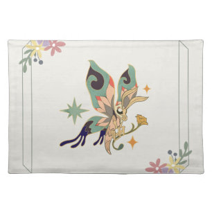 Beige Graphic Art - Fairy Butterfly Cloth Placemat