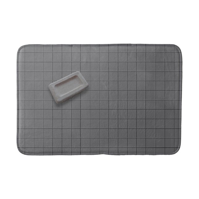 Beige Gray Bar Soap on a Grey Tile Floor Bathroom Mat (Front)