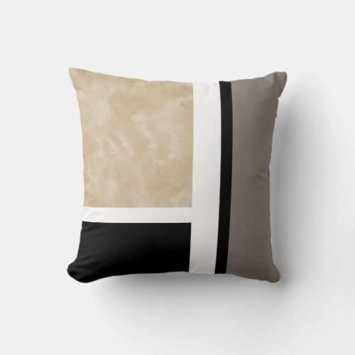 Beige Gray Black and White Modern Throw Pillow