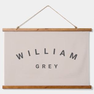 Beige/Gray Minimalist Name Nursery Decor Hanging Tapestry