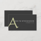 Beige Gray Monogram Attorney Business Card (Front/Back)