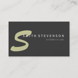 Beige Gray Monogram Attorney Business Card