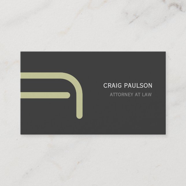 Beige Gray Monogram Attorney Business Card (Front)
