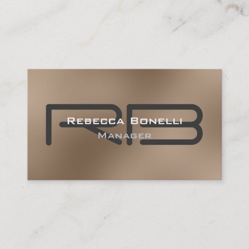 Beige Gray Monogram Manager Business Card