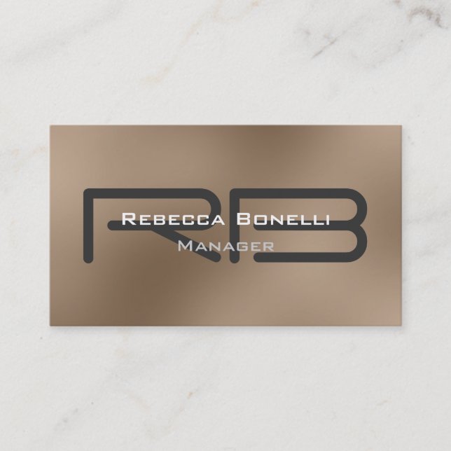 Beige Gray Monogram Manager Business Card (Front)