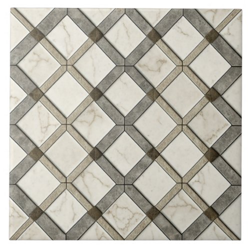 Beige Gray Mosaic Ceramic Tile Repeatable Pattern