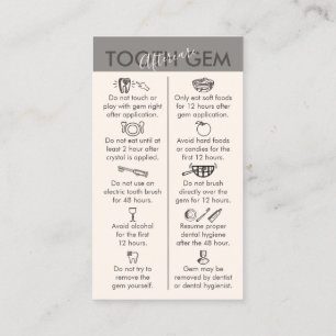 Beige Gray Physical Printed Tooth Gem Aftercare Business Card
